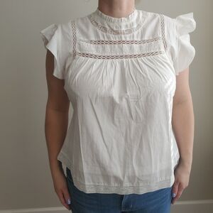 Elegant White Lace Trim Blouse